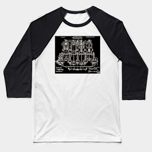 De Dion 1908, Engine ,original patent drawing marbled black background Baseball T-Shirt